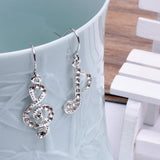 Asymmetric Personality Trendy Music Notes Ear Hook Crystal Silver Color Rhinestone Earring Women Accessory Lady Dangle Earrings